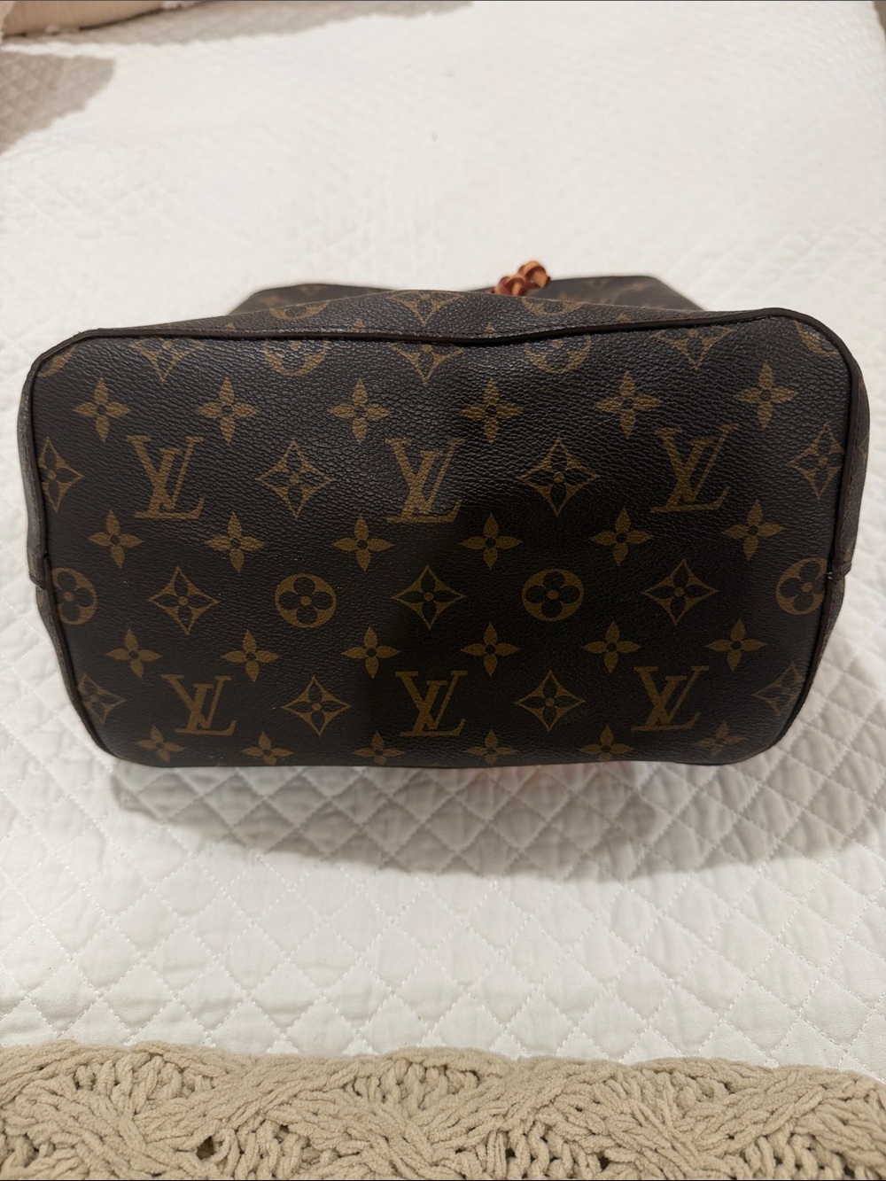 New Monogram Canvas Shoulder Bag in Brown with Tan Trim - Picture 6 of 10